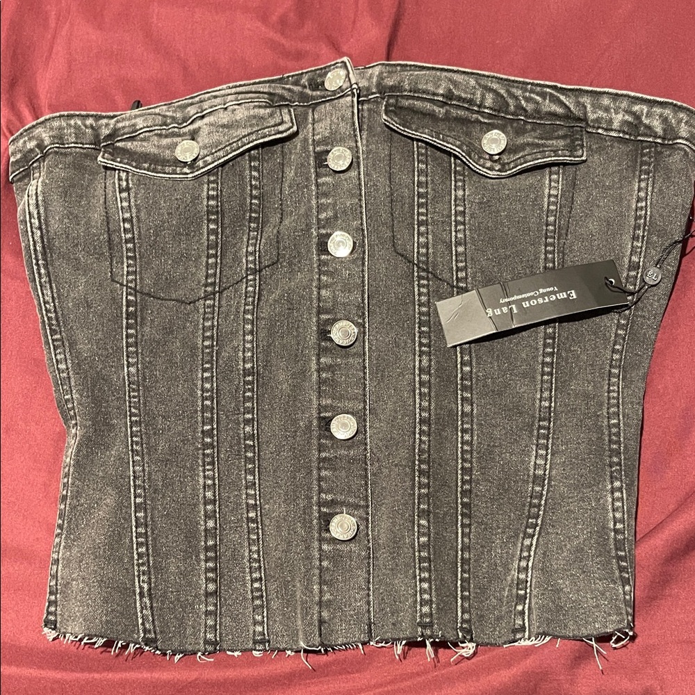 Express Black Denim Corset Top